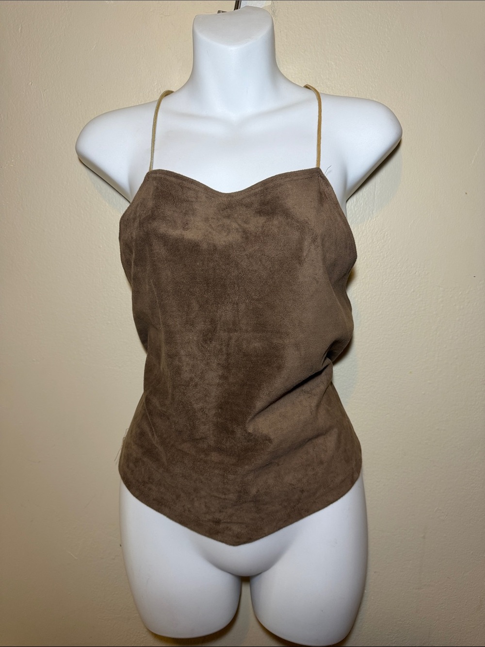 MKM Designs Brown Suede-Look Spaghetti Strap Camisole